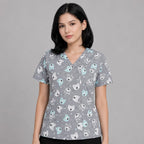 Women's Cotton Printed Animal Scrub Top
