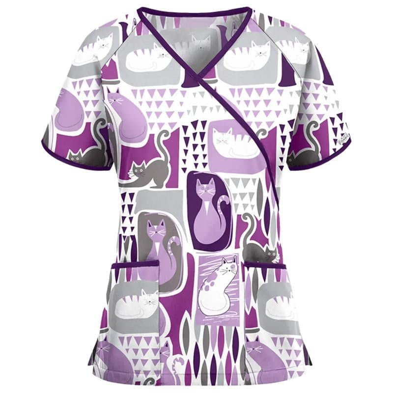Women's Printed Scrub Top Cute + GIFT - Pattern 02