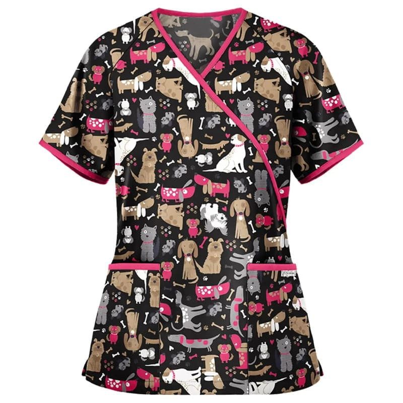 Women's Printed Scrub Top Cute + GIFT - Pattern 05