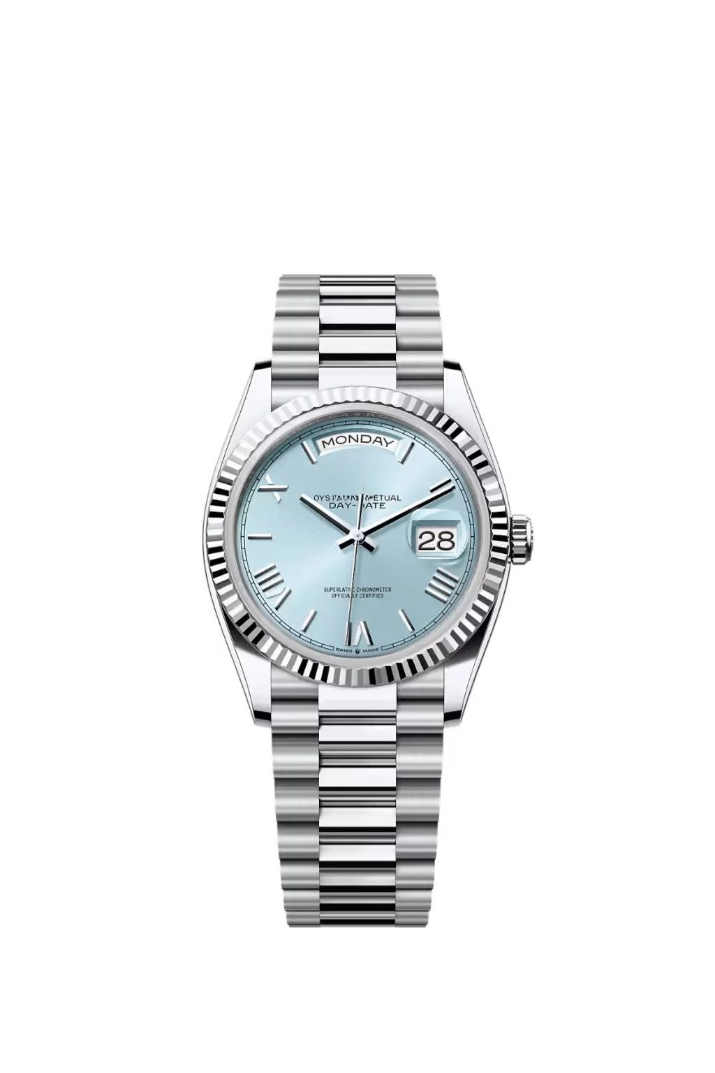 President Day-Date Platinum Ice 128236 Blue Dial