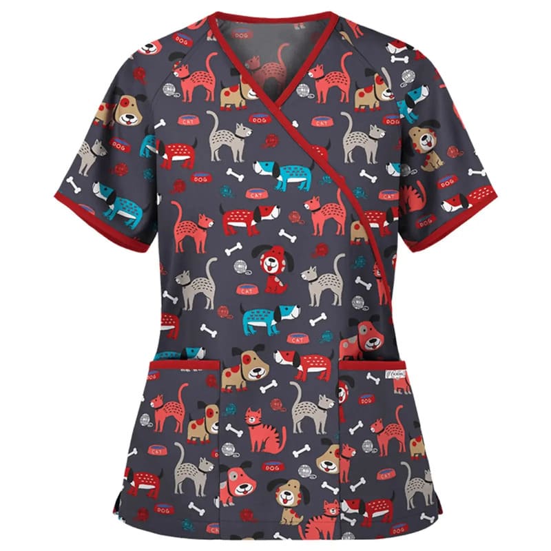 Blusa Scrub Feminino Estampado Cute - Vitally PRO
