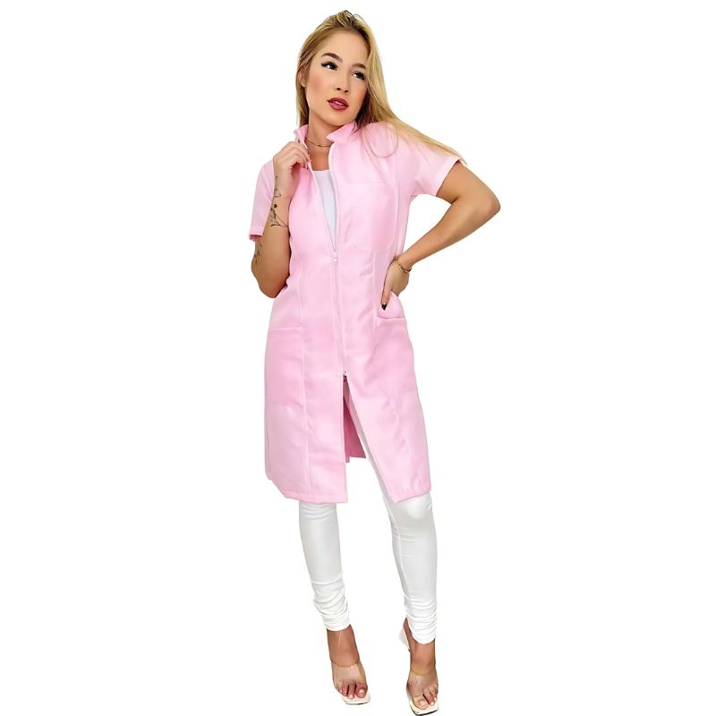 Women's Short Sleeve Zip Lab Coat Anita