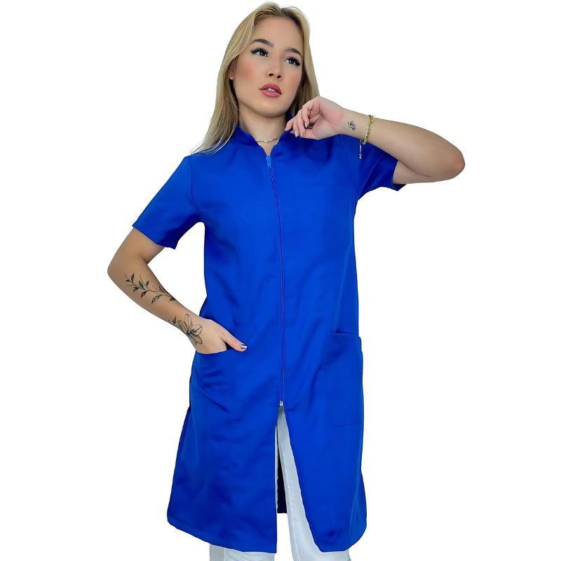 Women's Short Sleeve Zip Lab Coat Anita