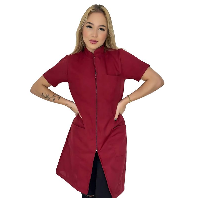 Women's Short Sleeve Zip Lab Coat Anita