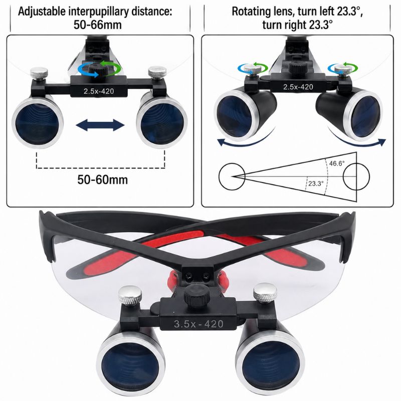 Unique Binocular Loupe with Wireless LED Headlight 2.5X / 3.5X - professional vision and magnification comparison