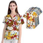 Women's Cotton Printed Animal Scrub Top