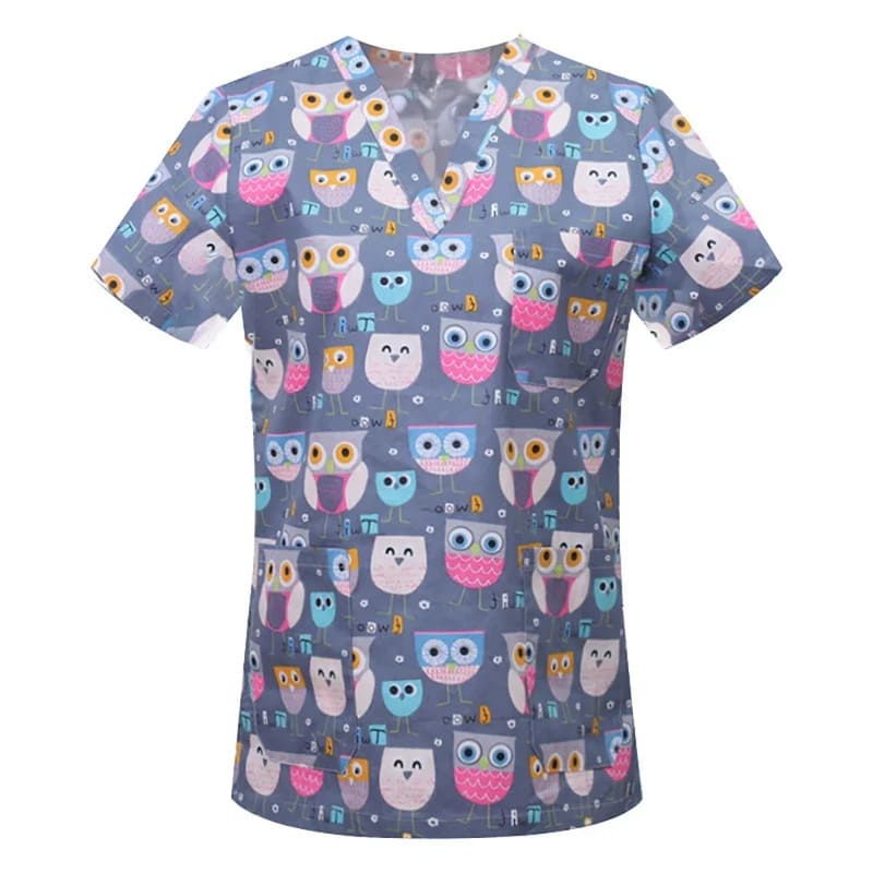 Women's Cotton Printed Animal Scrub Top