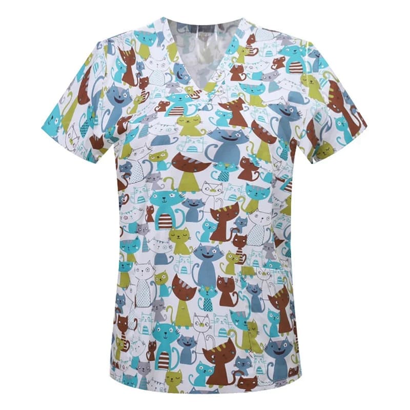 Men's Cotton Printed Animal Scrub Top