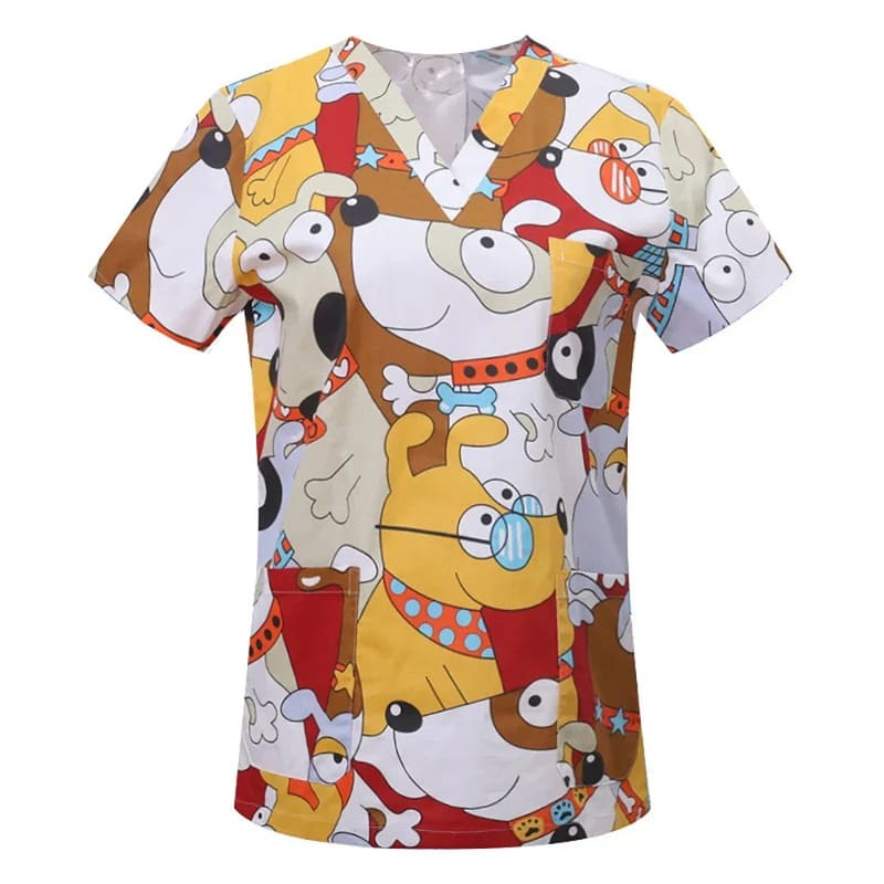 Men's Cotton Printed Animal Scrub Top