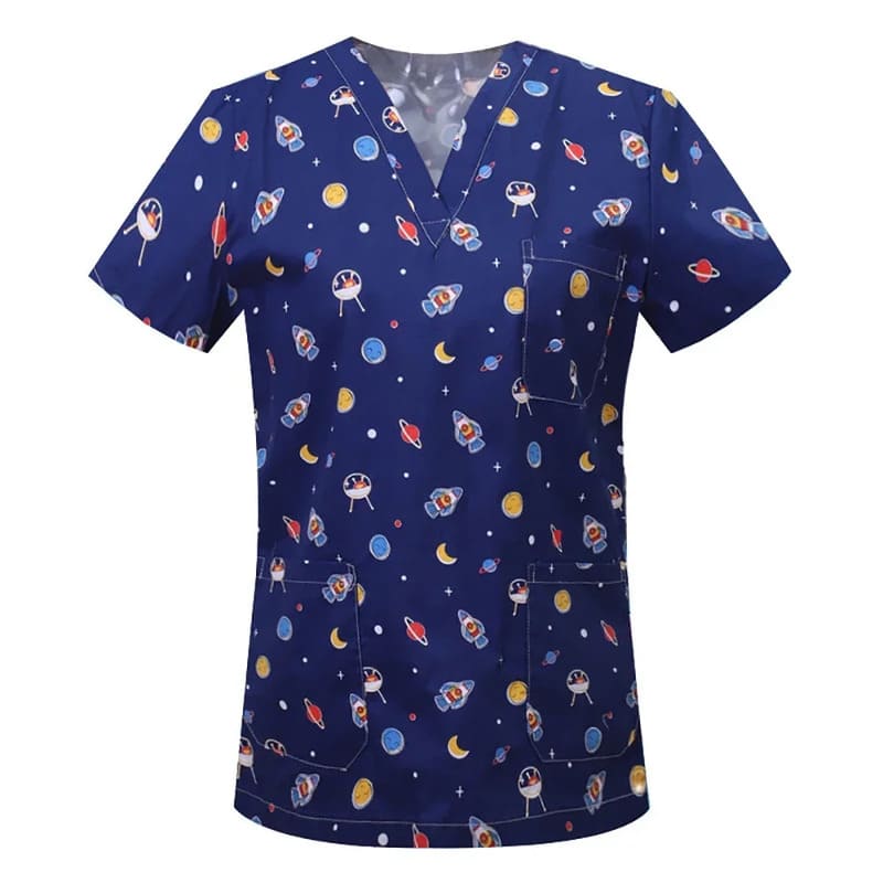 Women's Cotton Printed Animal Scrub Top