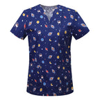 Women's Cotton Printed Animal Scrub Top