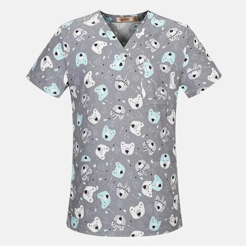Women's Cotton Printed Animal Scrub Top