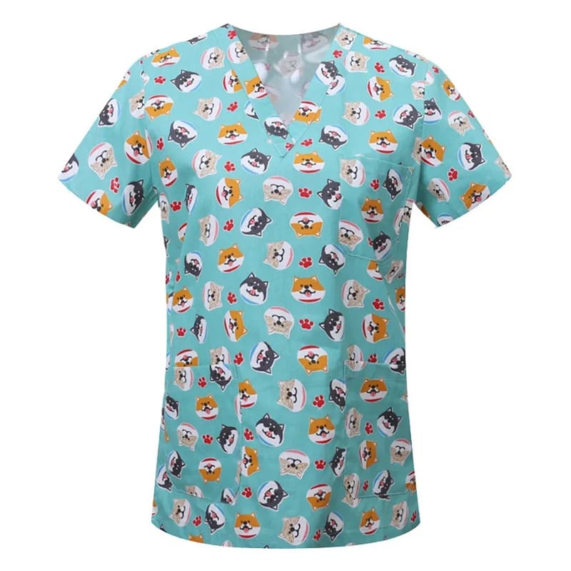 Men's Cotton Printed Animal Scrub Top