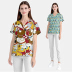 Women's Cotton Printed Animal Scrub Top