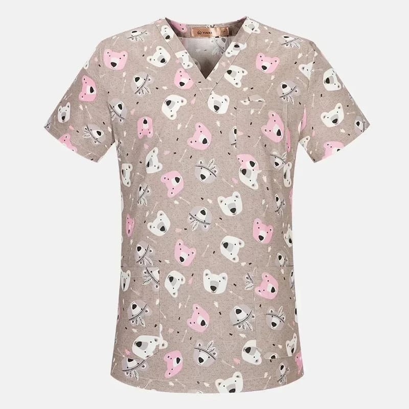 Men's Cotton Printed Animal Scrub Top