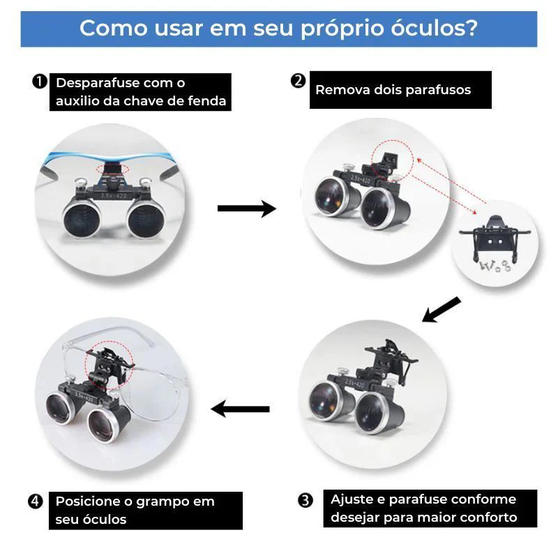 Binocular Loupe Clip Adapter for Prescription Glasses